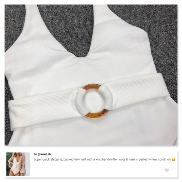 V-Neck Ribbed Belted One Piece Swimsuit - Picture 7 of 8